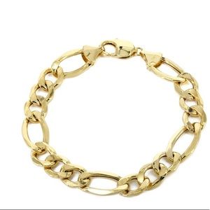 Mens Figaro Bracelet 10K Yellow Gold